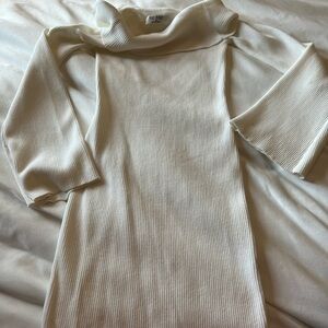 White/Creamish Sweater Tic Toc Off the Shoulder Dress